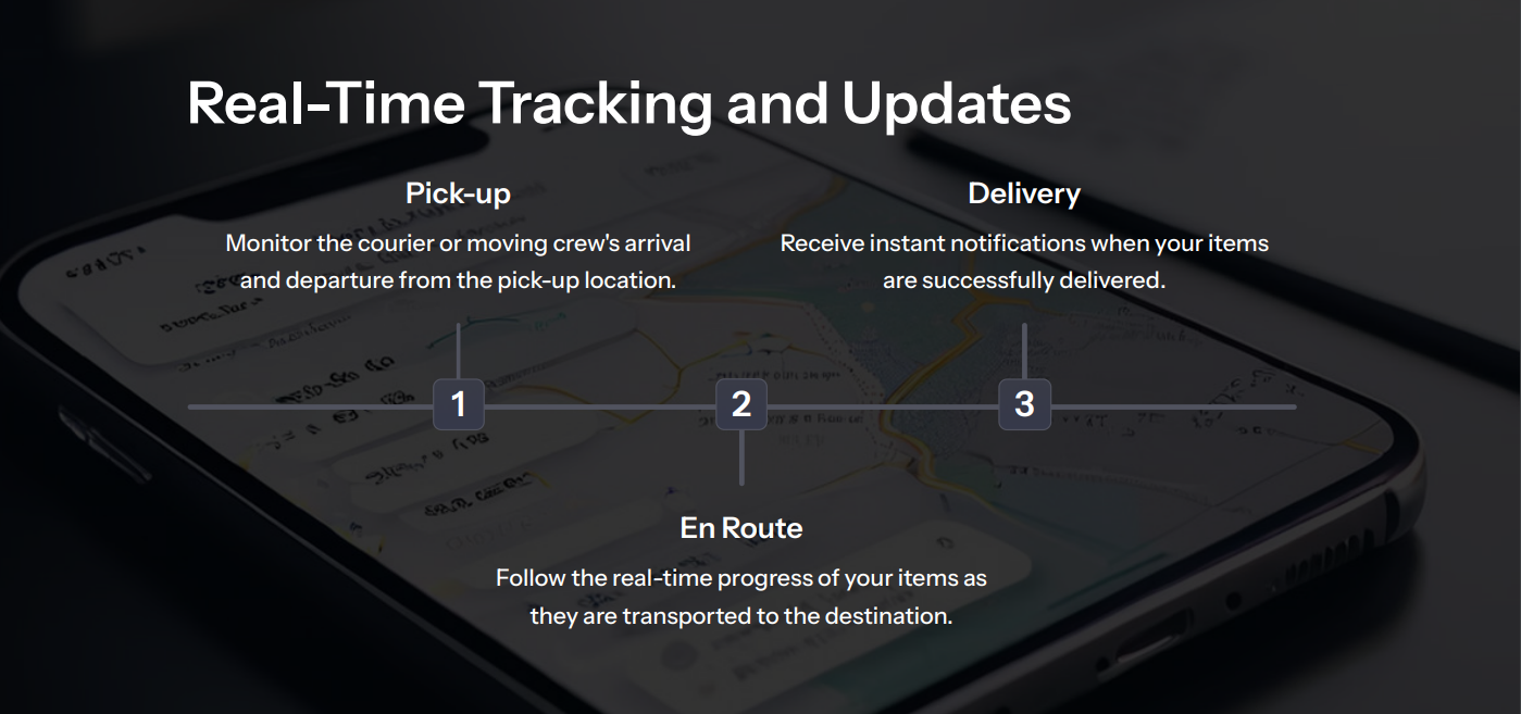 MooveIt App - Real-Time Parcel Tracking Map View